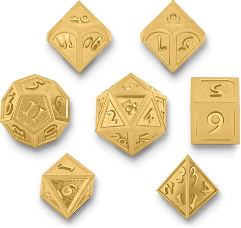 titanshield solid gold polyhedral dungeons and dragons dandd metal 7 dice set toys