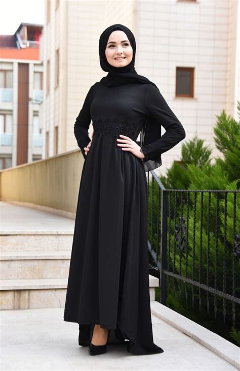 Siyah Tesett R Mezuniyet Elbise Tesett R Giyim Moda Stilleri
