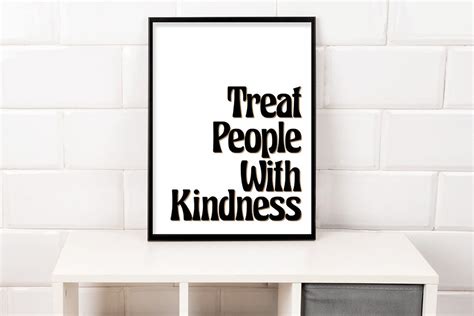 Treat People With Kindness Slogan Print Set White And Neutral Etsy