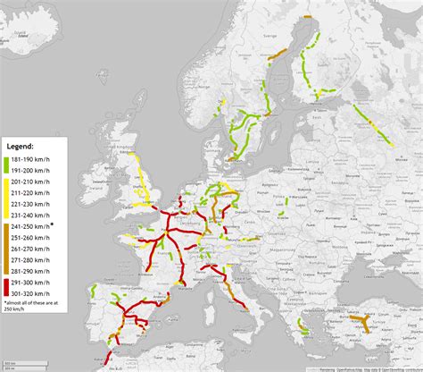 Europe High Speed Rail Map Vector U S Map