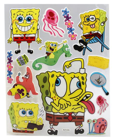 Spongebob Squarepants Raised 3D Vinyl Material Sticker Sheet (14 ...