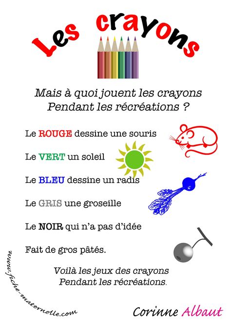 Poésies Pour La Rentrée Maternelle Poésie Les Crayons Bricolage De
