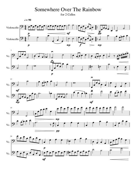 Somewhere Over The Rainbow For 2 Cellos Sheet Music For Cello Download Free In Pdf Or Midi