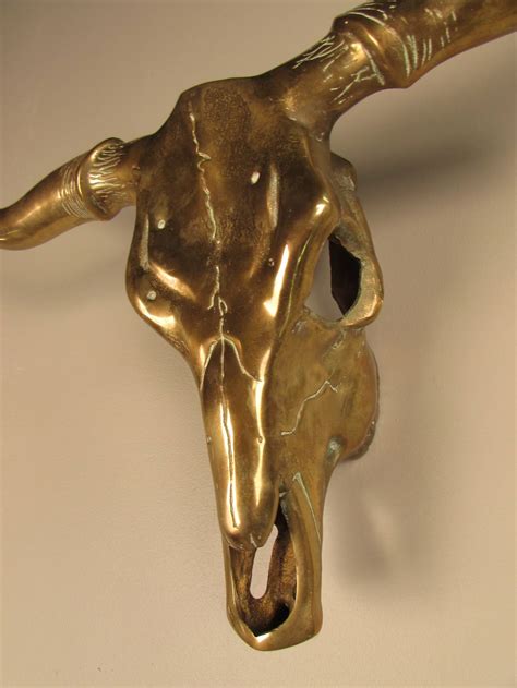 Impressive Cast Brass Sculpture Of Longhorn Steer Skull At Stdibs