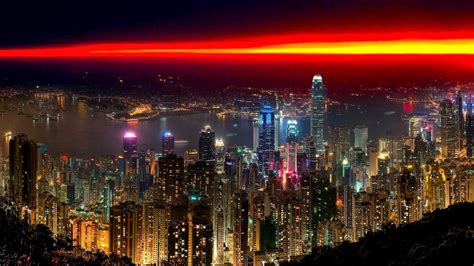 Hong Kong Sunset China City Lights Night Hd Background City Wallpaper