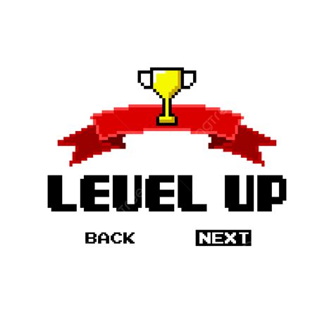 Level Up Clipart Hd Png Level Up Game Ui Screen With Trophy Pixelate