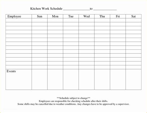 Restaurant Work Schedule Template Free Of Employee Shift Schedule