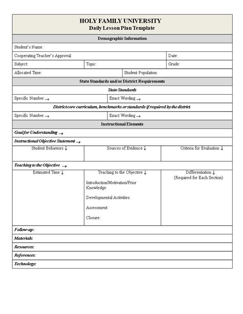 Lesson Plan Template Word Doctemplates