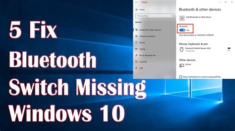 Bluetooth On Off Switch Missing Windows How To Fix Youtube