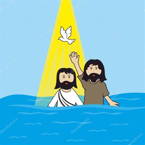 biblical illustration john the baptist baptizing jesus christ stock vector image by ©biblebox