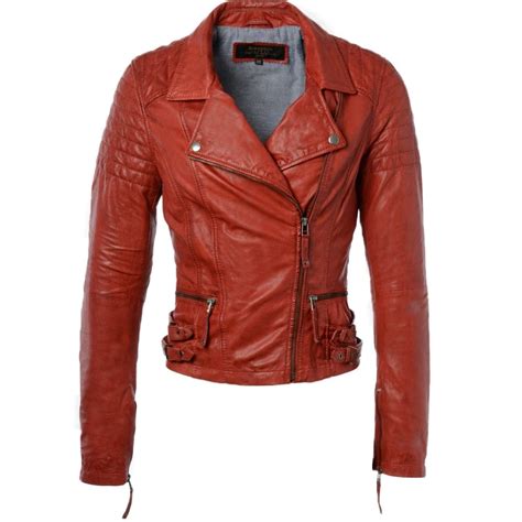 Womens Leather Jacket Red Medusa Womens Leather Jackets