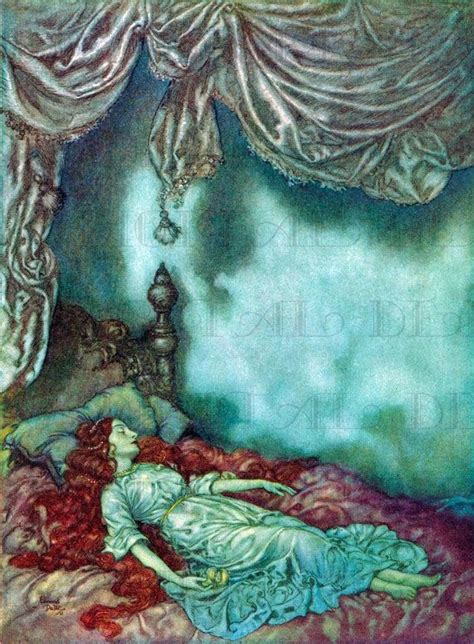 Superlative Sleeping Beauty Fairy Tale Vintage Digital Illustration