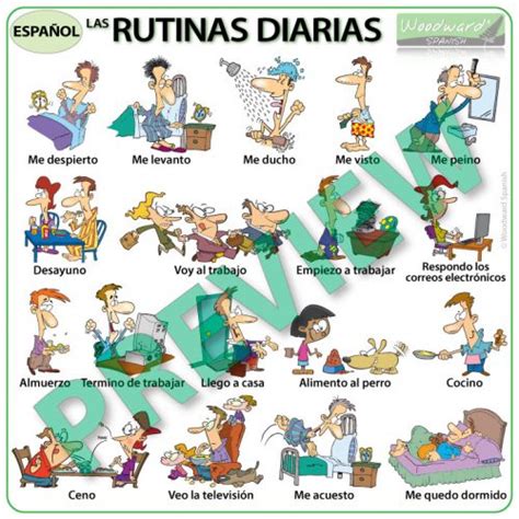 Spanish Daily Routines Wall Charts Flash Cards Woodward Spanish