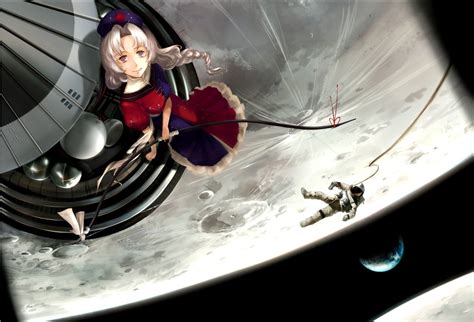 Bow Weapon Braids Dress Earth Gray Eyes Gray Hair Hat Moon Planet