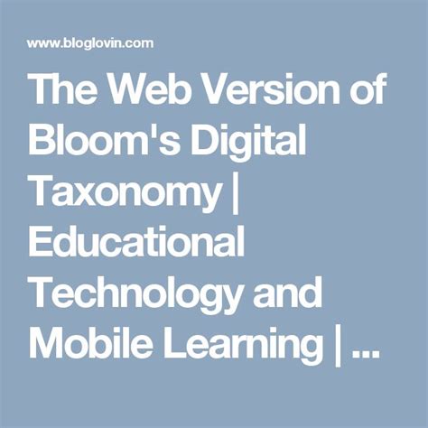 The Web Version Of Blooms Digital Taxonomy Educational Technology And