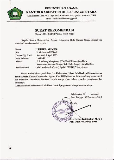 Contoh Surat Rekomendasi Tugas Contoh Surat Hot Sex Picture