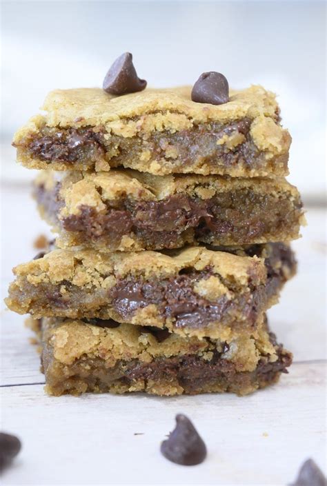Peanut butter chocolate chip cookie recipe tips. Chewy Chocolate Chip Cookie Bars | Wishes and Dishes