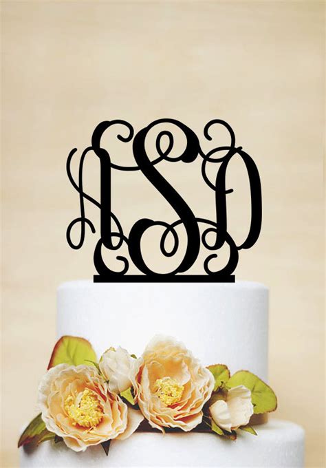 Initials Cake Toppermonogram Cake Topper Personalized Cake Topper