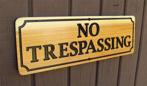 No Trespassing Carved Cedar Wood Sign Custom Signs
