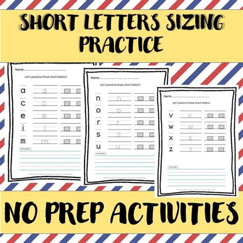 No Prep Free Short Letters Sizing Practice Writing Practice Hot Sex