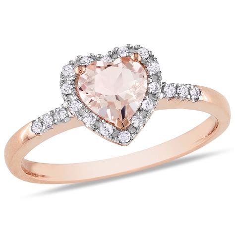 Always yours 14k gold over sterling silver 1/4 carat t.w. 10k Rose Gold 0.65 cttw Morganite and 0.08 cttw Diamond Promise Ring - Jewelry - Rings