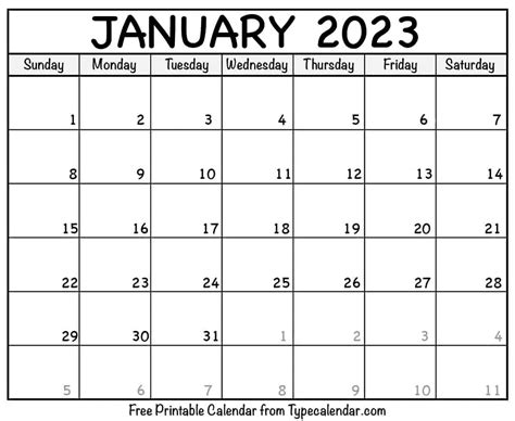 Calendar January 2023 Templates