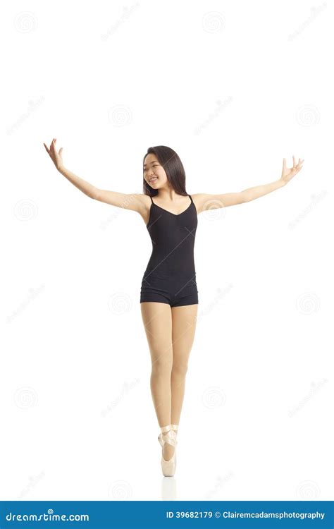 dancer posing en pointe hands out stock image image of shoes happy 39682179
