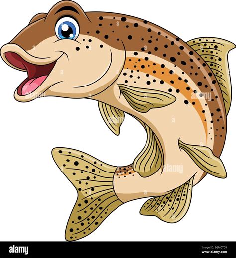 Cute Trout Fish Cartoon Vector Illustration Stock Vector Image And Art
