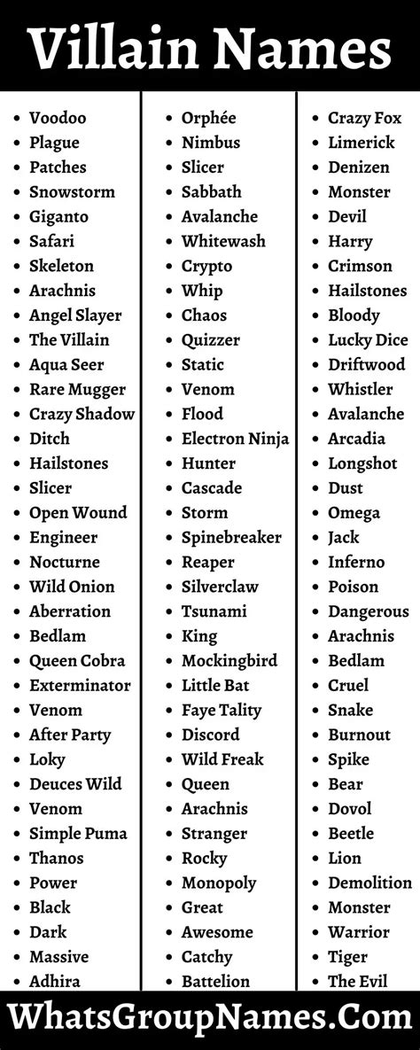 201 Villain Names And Evil And Bad Guy Names Also