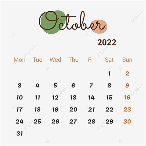 October Calendar Vector Design Images October 2022 Calendar With