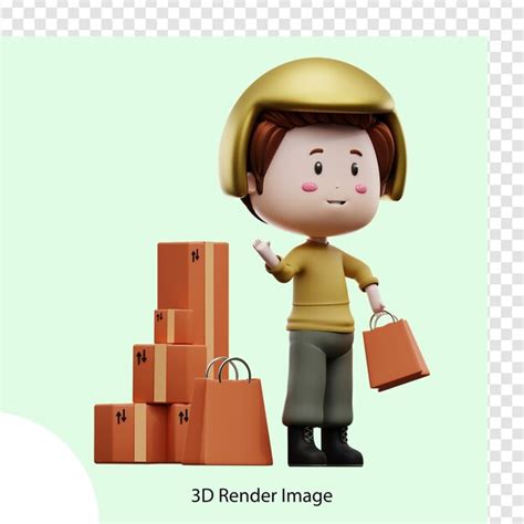 Premium PSD 3d Rendering Of Package Delivery Courier Illustration