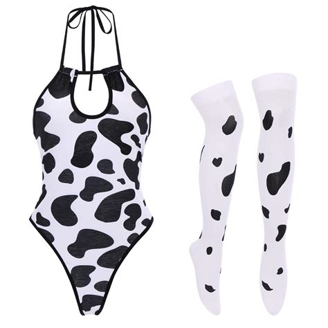 buy women sexy milk cow lingerie set anime maid cosplay costume mini bikini bra bodysuit with