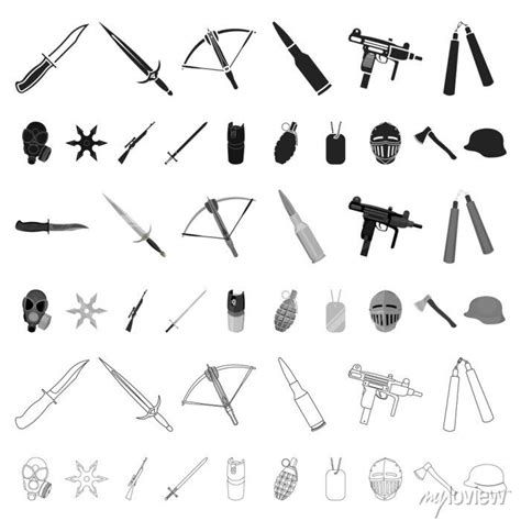 Tipos De ícones Dos Desenhos Animados Das Armas Na Coleção Do Fotomural
