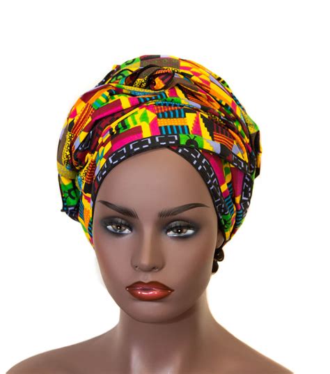African Fabric Head Wraps Sankofa Kente Scarf Burgundy African
