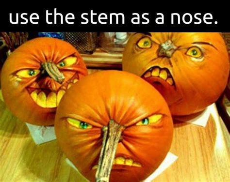 Pumpkin Use The Stem As A Nose Terrifying Halloween Pumpkin Carving