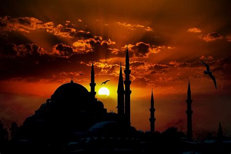 Hd Wallpaper Photography Of Silhouette Of Mosque During Sunset Suleymaniye Mosque Wallpaper