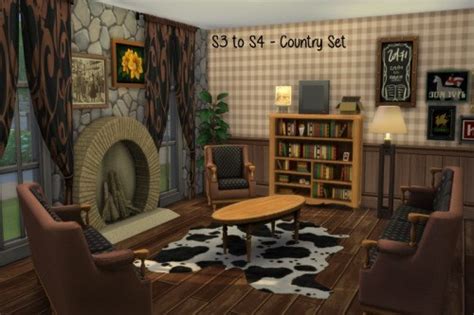 S3 To S4 Country Living Set Sims 4 Living Room