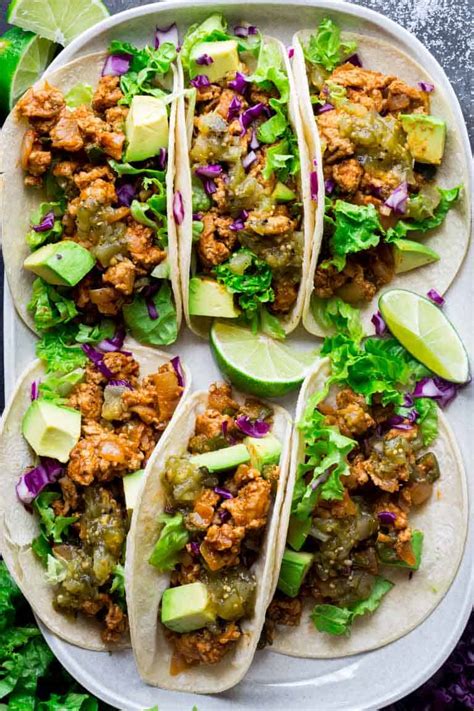 20 minute ground chicken tacos with poblanos - Healthy ...