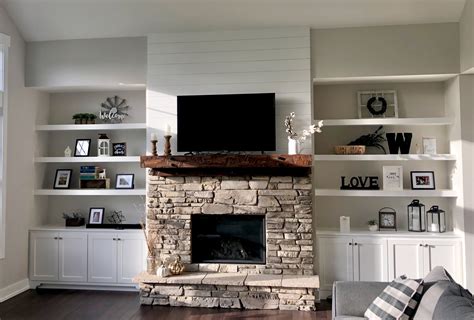 20 Built Ins Next To Stone Fireplace