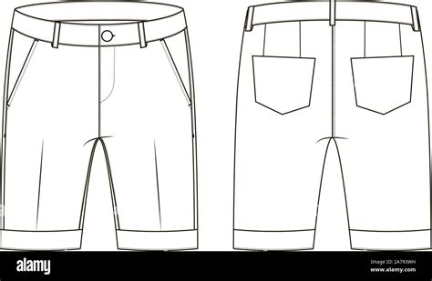 Vector Illustration Of Jeans Shorts Front And Back Views Stock Vector