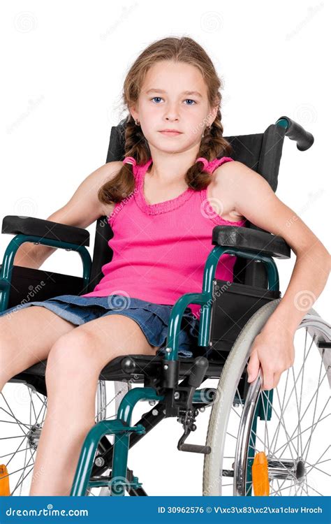 Young Handicapped Tennis Player Woman Welchair Sport Isolated Si Stock