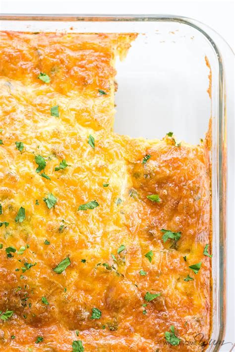 Once shimmering, add chopped onions (1 cup), chopped bell peppers (1 cup), and salt (1 teaspoon). Low Carb Breakfast Casserole Recipe with Sausage & Cheese ...