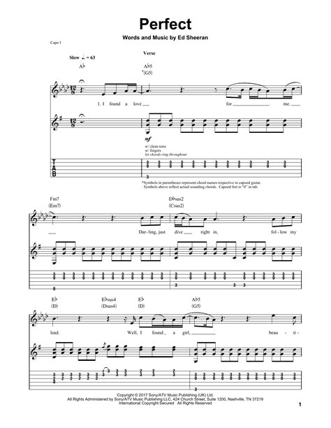 Perfect lyrics music sheet with notes. Partition autre Perfect de Ed Sheeran - Autre