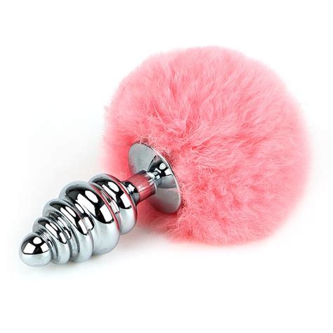 Ikoky Rabbit Tail Anal Plug Bead Metal Butt Plug Sex Toys For Women Men