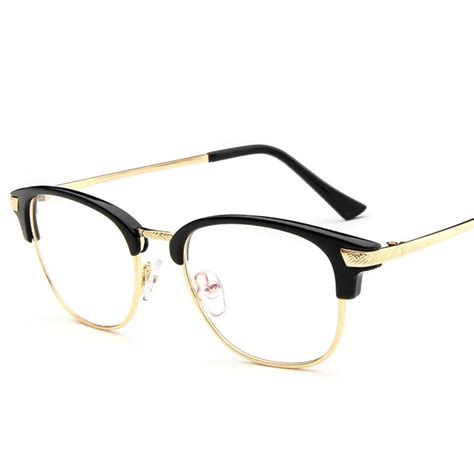 unisex 2017 round semi rim eyeglasses fashion glasses frame clear lens metal leg decorative