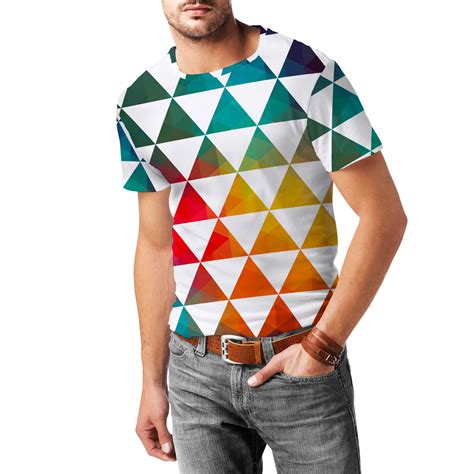 Geometric Triangle Rainbow Mens Cotton Blend T Shirt T Shirts Tank Tops
