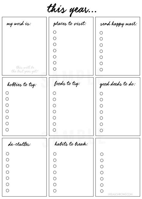 Free New Years Resolutions Printable With Lots Of Lists Lets Make