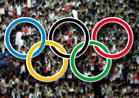 Olympic Rings And Crowd Free Stock Photo Public Domain Pictures