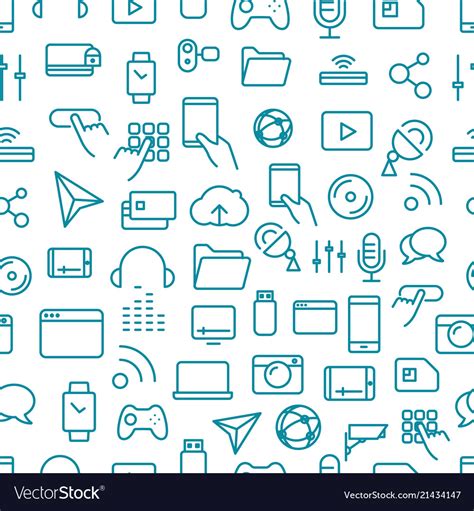Different Tech Icons Seamless Pattern Royalty Free Vector