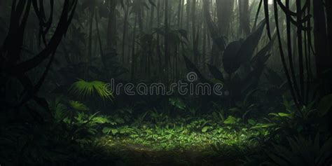 Dark Scary Jungle In Night Stock Illustration Illustration Of Scary